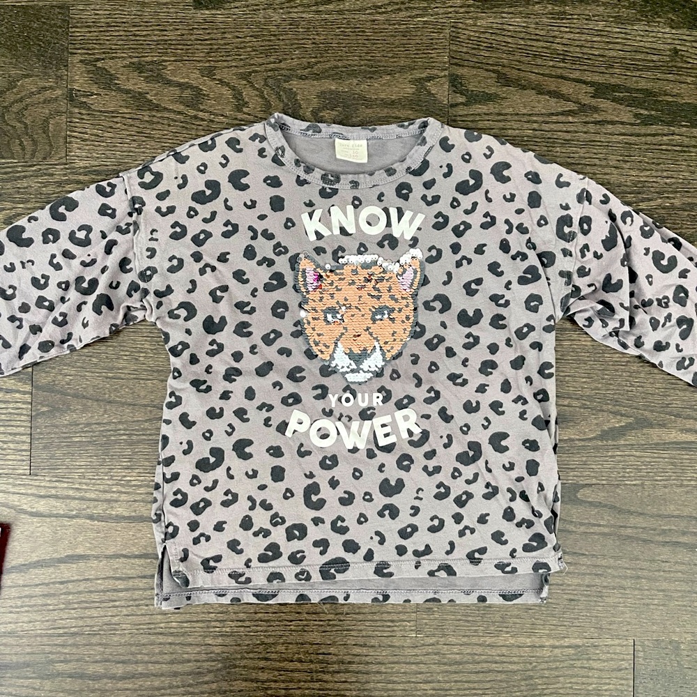 ‼️SALE‼️ $6 Zara Kids zara kids sequin reversible flip big cat long sleeve top